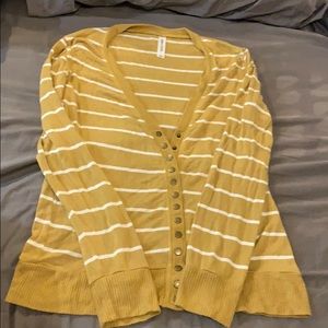 Mustard striped cardigan button up